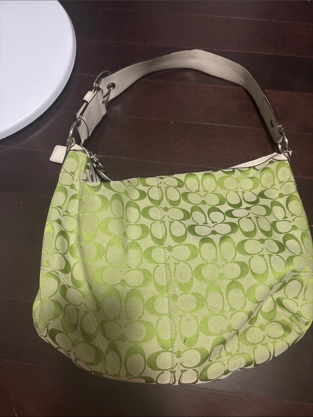 RARE Coach Signature Large Hobo Bag Lime Green